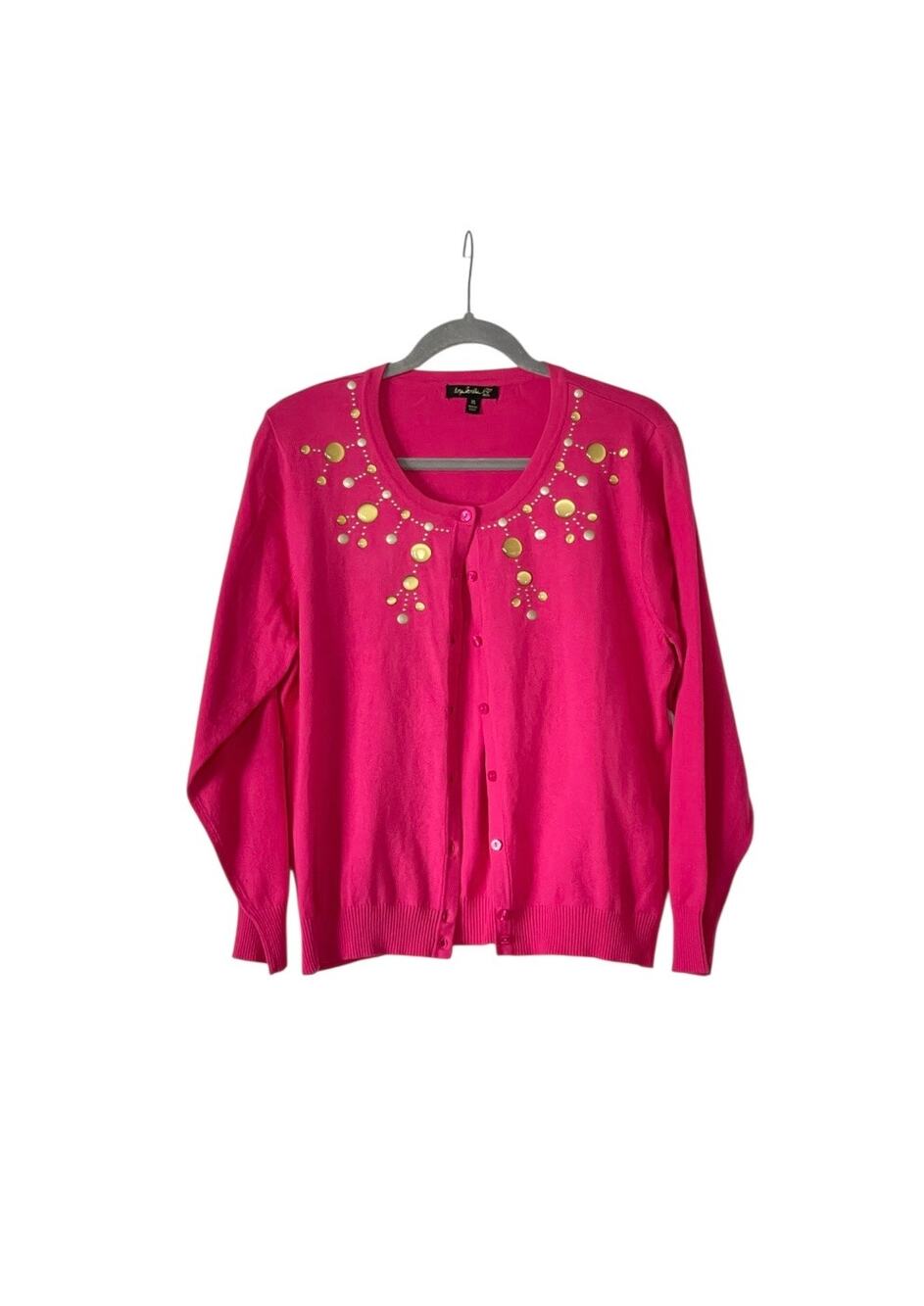 Top Knits Women's Pink Cardigan Sweater Fancy X Large